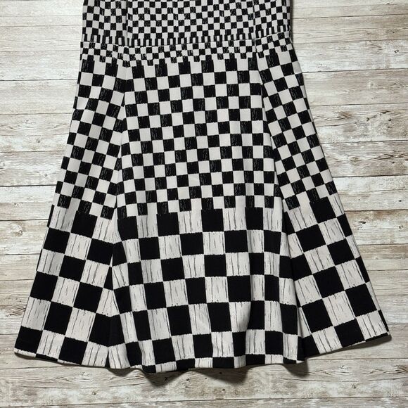 Worthington Black White Checkered A-Line Dress Size 8 Knee Length 60s 70s Brit - Picture 4 of 12